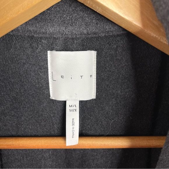 Leith Wool Charcoal Grey Short Sleeve Oversized Jacket Size M/L - Picture 3 of 9